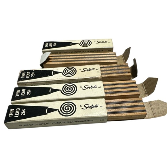 Vintage Scripto Pencil Lead Bundle 4 Thin Lead, 1 Thick‎ Lead, Pencil Refill Kit - Picture 3 of 8